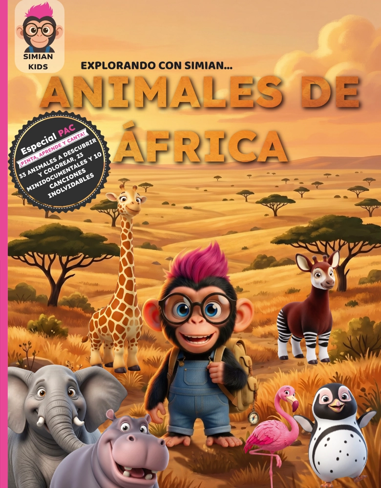 Portada del libro Simian Kids: Explorando con Simian — Animales de África